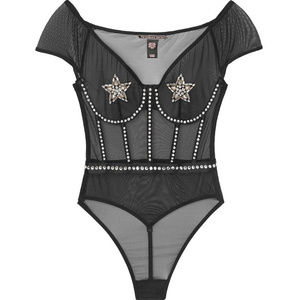 Victoria's secret teddy bodysuit star rhinestones